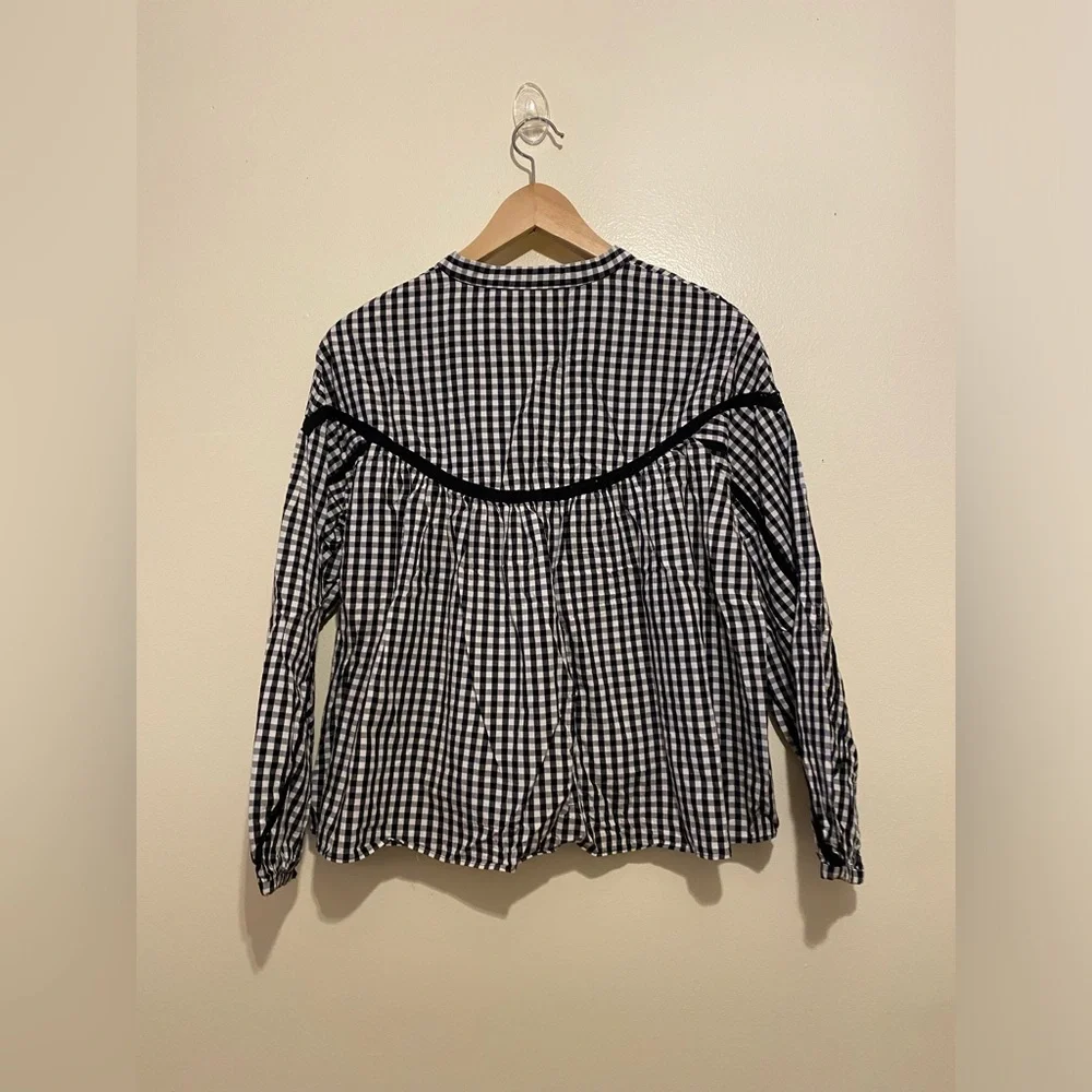 Zara Black and White Gingham Blouse. Size S